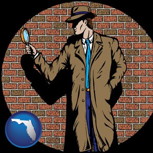a private detective with a brick wall background - with Florida icon