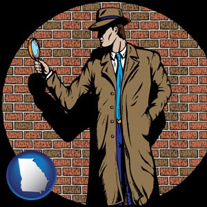 a private detective with a brick wall background - with Georgia icon
