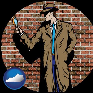 a private detective with a brick wall background - with Kentucky icon