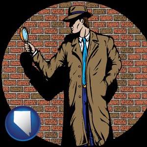 a private detective with a brick wall background - with Nevada icon