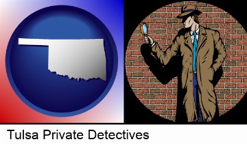 a private detective with a brick wall background in Tulsa, OK